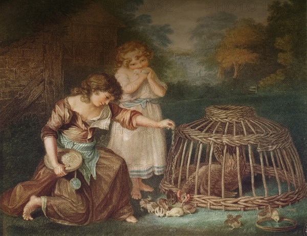 'Feeding Chickens', c1788. Artist: Peltro William Tomkins.