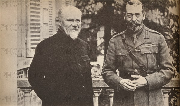 'His Majesty with President Poincare at The British General Headquarters in France', c1916, (1935). Creator: Unknown.