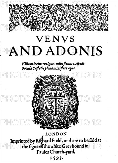 'Shakespeare's First Published Work - 1st Edition of Venus and Adonis', 1593, (1946). Artist: Unknown.