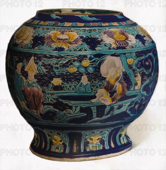 'Fahua jar with openwork design showing the Eight Daoist Immortals', c1550. Artist: Unknown.