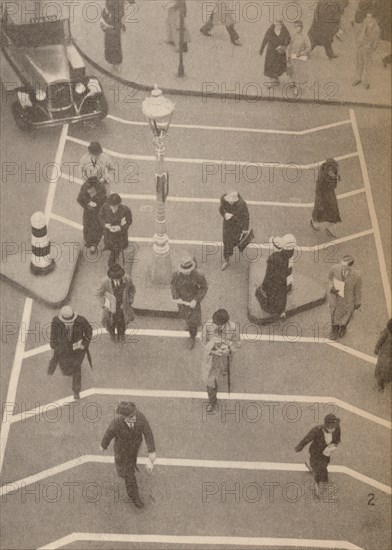 'A Safety Lane opposite Charing Cross Station', c1934, (1935). Artist: Unknown.