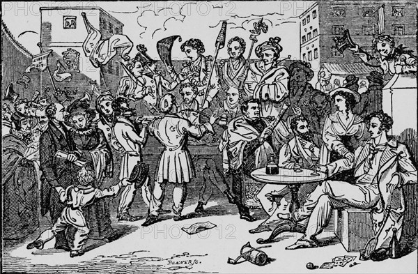 'A Mock Election in the King's Bench Prison', c1828, (1912). Artist: Bonner.