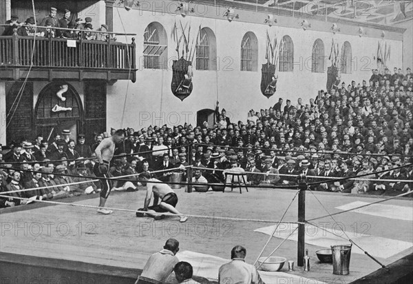 'The Heavyweight Championship at Aldershot', c1901, (1903). Artist: C Knight.