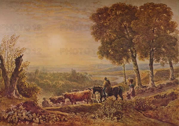 'Sunset with Cattle', 1841. Creator: George Barret the Younger.