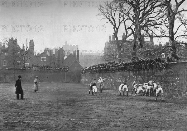 'The Wall Game at Eton: St. Andrew's Day - Oppidan v. Colleges', c1900, (1903). Artist: Hills and Saunders.