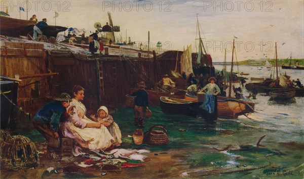 'Fisherfolk at St. Ives', 1893. Artist: John Robertson Reid.