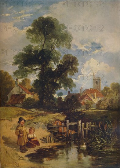 'River Scene with Children (The Young Anglers)', 1843. Artist: William James Muller.
