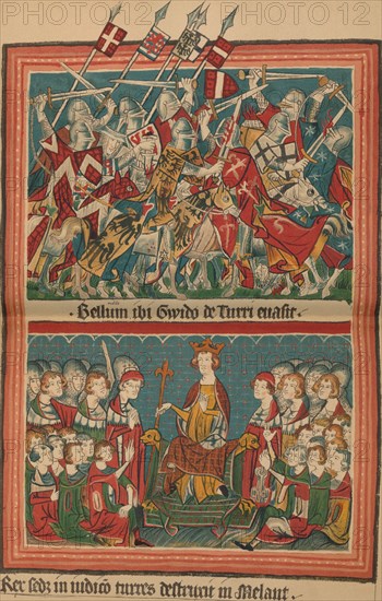 'Battle and Court of Justice During Henry VII's March Upon Rome: A Page from the Codex Balduineus',  Artist: Unknown.