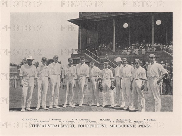 The Australian XI for the Fourth Test vs England at Melbourne, 1911 (1912). Artist: Sears.