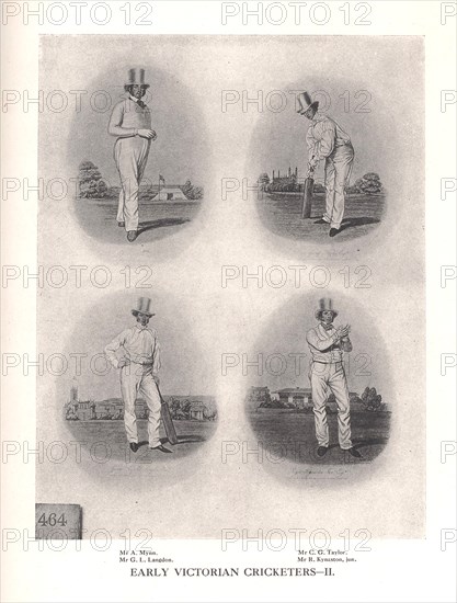 Early Victorian cricketers, 19th century (1912). Artist: Unknown.