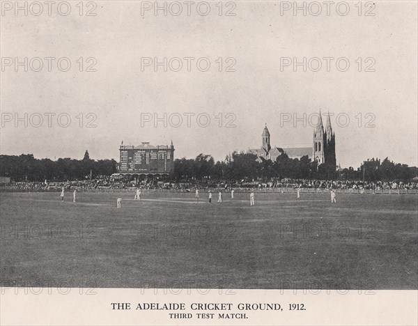 The Adelaide Cricket Ground, Third Test Match between Australia and England, 1912. Artist: Charles Alfred Petts.