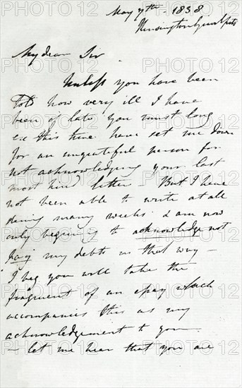 A letter from Augustus Wall Callcott, 7 May 1838 (1904). Artist: Augustus Wall Callcott.