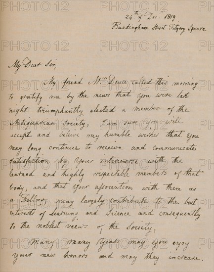 A letter from John Flaxman, 24 December 1819 (1904). Artist: John Flaxman.