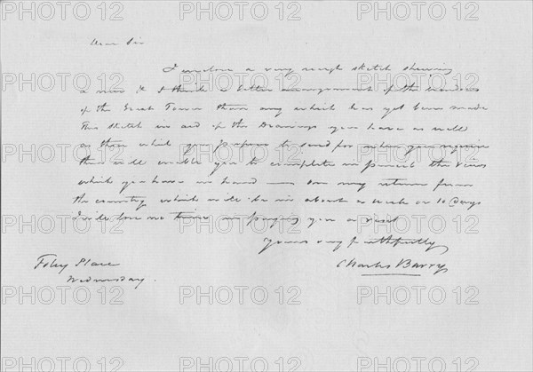 A letter from Charles Barry, c1840 (1904). Artist: Sir Charles Barry.