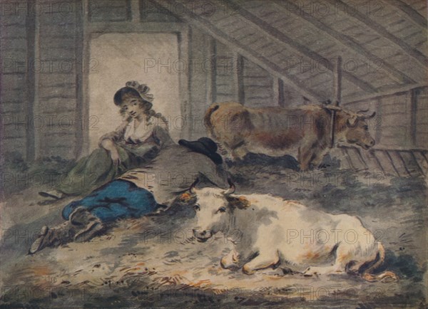 'Courtship in a Cowshed', c1801. Artist: Julius Caesar Ibbetson.
