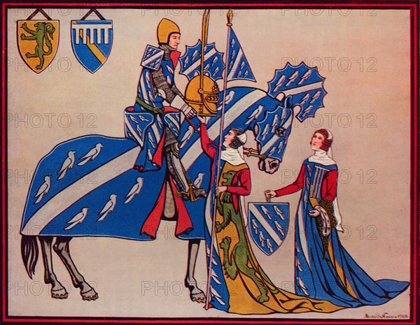 'Sir Geoffrey Luttrell, His Wife and Daughter-In-Law', c1340', (1926). Artist: Herbert Norris.