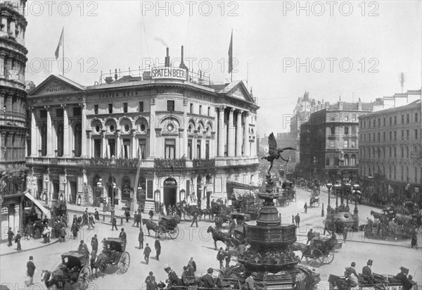 Piccadilly Circus, Westminster, London, c1910 (1911). Artist: Photochrom Co Ltd of London.