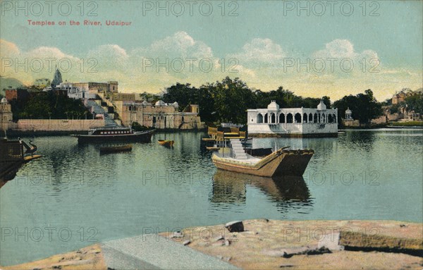 'Temples on the River, Udaipur', c1900. Artist: Unknown.