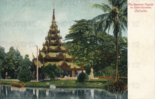 'The Burmese Pagoda in Eden-Gardens. Calcutta', c1900. Artist: Unknown.