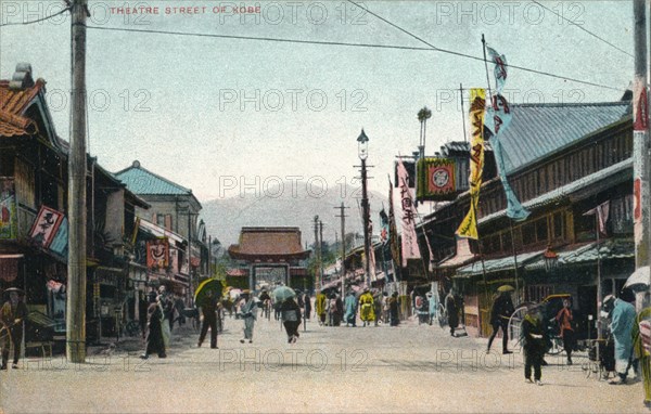 'Theatre Street of Kobe', c1900. Artist: Unknown.