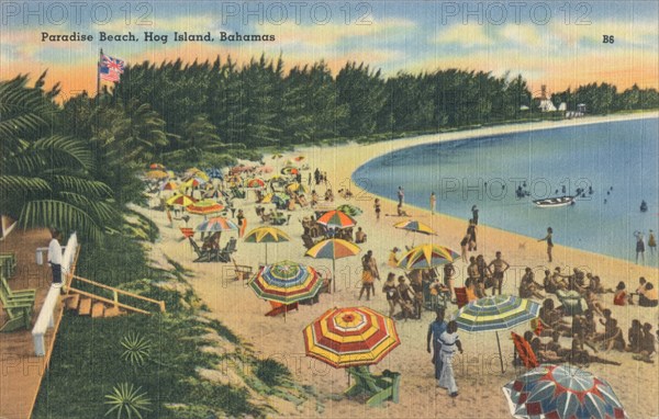 'Paradise Beach, Hog Island, Bahamas', c1930. Artist: Unknown.