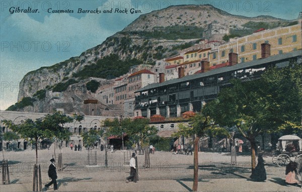 'Gibraltar - Casemates Barracks and Rock Gun', c1900. Artist: Unknown.