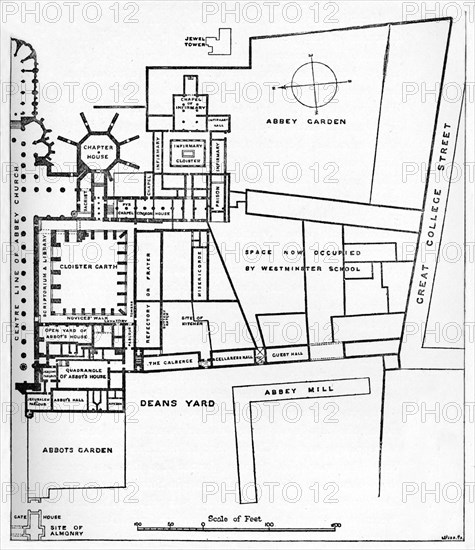 'Plan of the Benedictine Abbey of Westminster', c1897. Artist: William Patten.