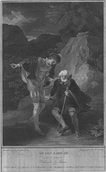 'As You Like It. Act 2. Scene 6. Orlando & Adam', 1798. Artist: George Noble.