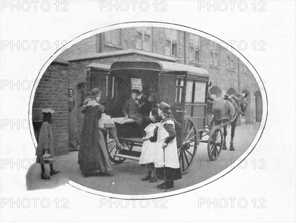 To school by ambulance, London, c1903 (1903). Artist: Unknown.
