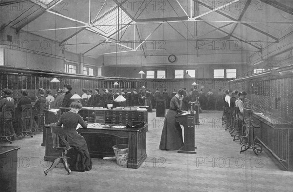 In the Post Office Central Telephone Exchange, City of London, c1903 (1903). Artist: Unknown.