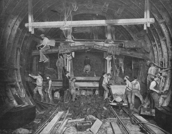 Excavating a tube railway, Great Northern and City Railway, London, c1903 (1903). Artist: Pearson & Son Ltd.