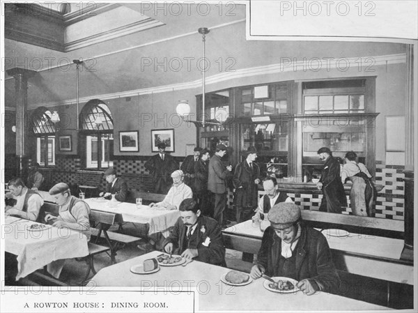 Dining room in a Rowton House, Hammersmith, London, c1902 (1903). Artist: Unknown.