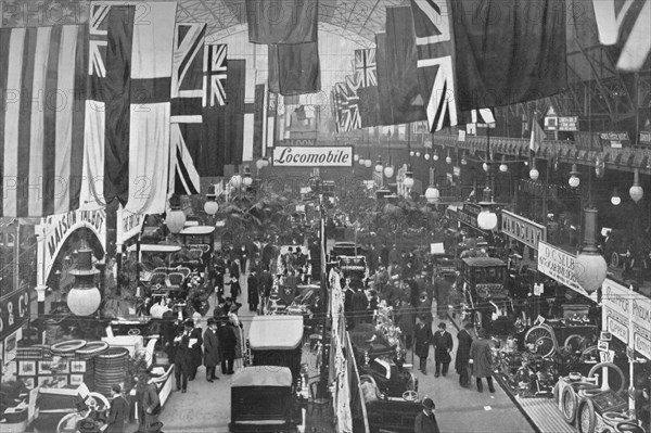 At an automobile exhibition, Agricultural Hall, Islington, London, 1902 (1903). Artist: Unknown.