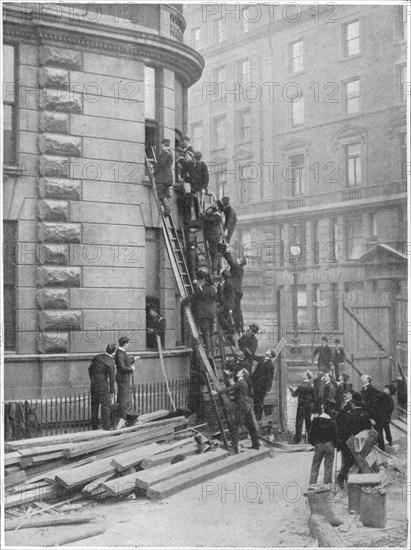 Servants' fire brigade at the Hotel Cecil, London, c1903 (1903). Artist: Unknown.