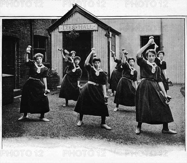 Physical drill at Canning Town Women's Settlement, London, c1901 (1901). Artist: Unknown.