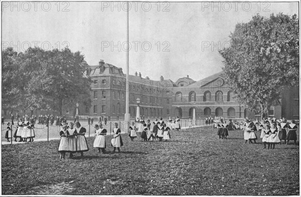 In the Foundling Hospital grounds, London, c1901 (1901). Artist: Unknown.