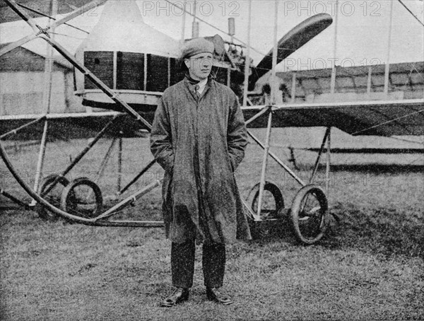 London-Manchester Air Race: Mr Jack Alcock and his Maurice Farman biplane, 1914 (1934). Artist: Flight Photo.