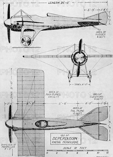 'Probably The Fastest Aeroplane in Existence at the Outbreak of War: The Deperdussin Monoplane (160  Artist: Flight Photo.