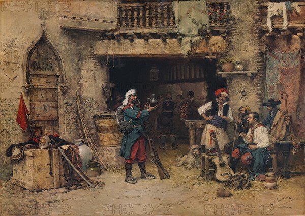 'In the Guardroom', c1904, (1938). Artist: José Benlliure y Gil.