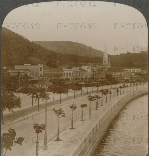 'Rio Janeiro's 5 mile quay, encircling world's largest land-locked bay', c1900. Artist: Unknown.