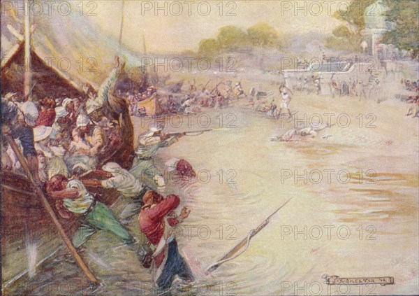 'The Boats Stuck In The Mud And Were An Easy Mark', 1908, (c1920).  Artist: Joseph Ratcliffe Skelton.