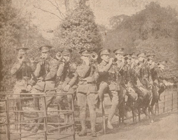 Buglers practicing in a London Park, c1915 (1928). Artist: Unknown.