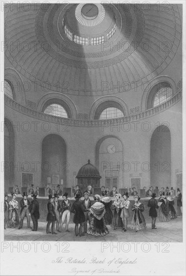 'The Rotunda, Bank of England - Payment of Dividends', c1841. Artist: John Shury.