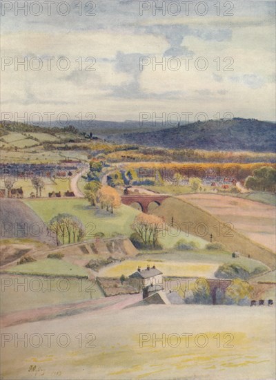 'View over Merstham and Redhill, from Alderstead', 1913, (1914). Artist: James S Ogilvy.