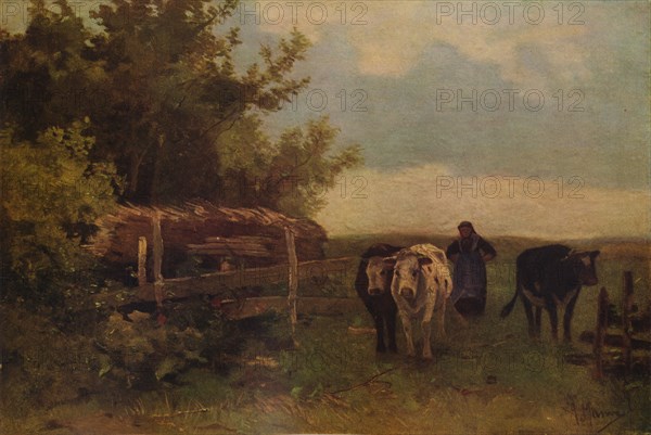 'Minding Cows, Herisson', c1869, (1938). Artist: Anton Mauve.