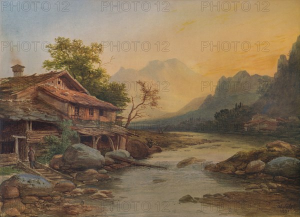 'Swiss Mountain Village', 1831, (1938). Artist: Louis Etienne Watelet.