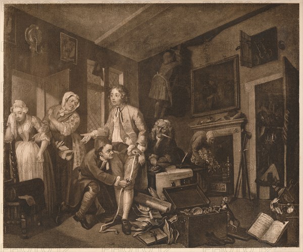 'A Rake's Progress'; scene I, 1735. Artist: William Hogarth.