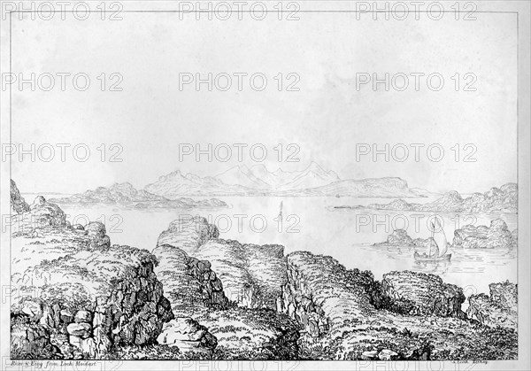 'Rum & Eigg from Loch Moidart', c1812. Artist: S Leith.