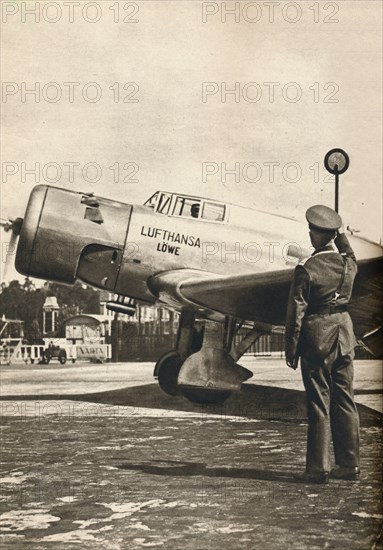 All clear for the start at Tempelhof Airport, Berlin, c1936 (c1937). Artist: Unknown.