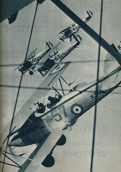 Hawker Hart biplanes flying in formation, c1936 (c1937). Artist: Unknown.